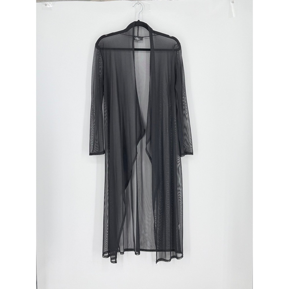 Black Festival Fairy Sheer Cardigan Mesh Duster Open Front 1X Whimsigoth Witchy